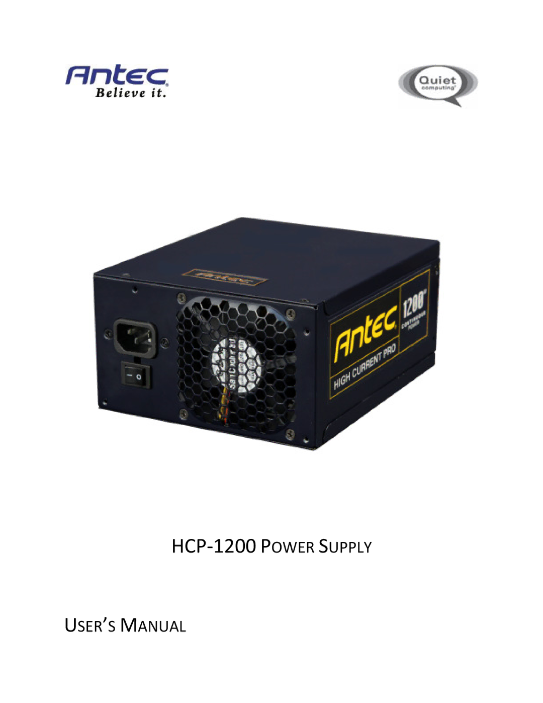 Antec user manual HCP-1200 Power Supply 