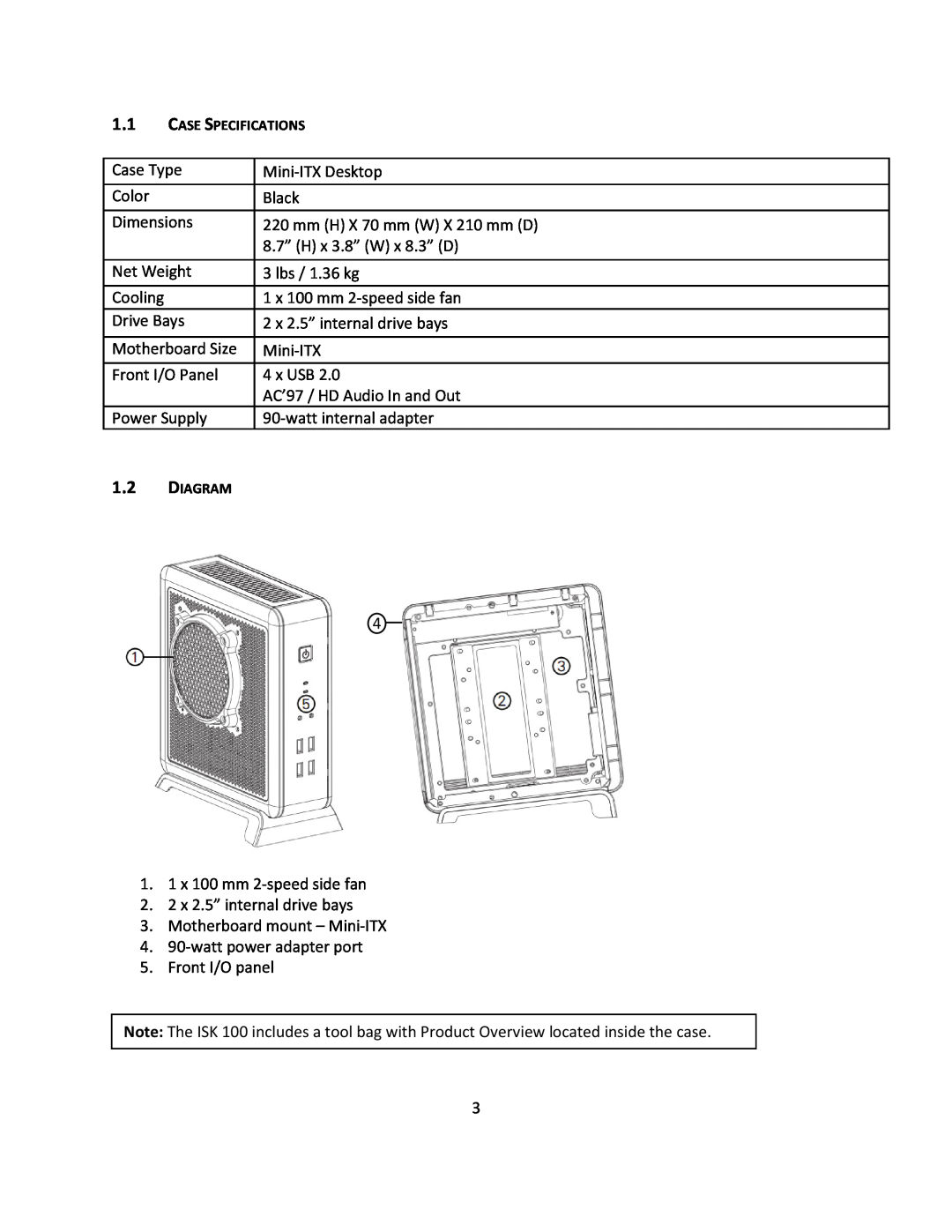 Antec ISK 100 user manual Case Type 