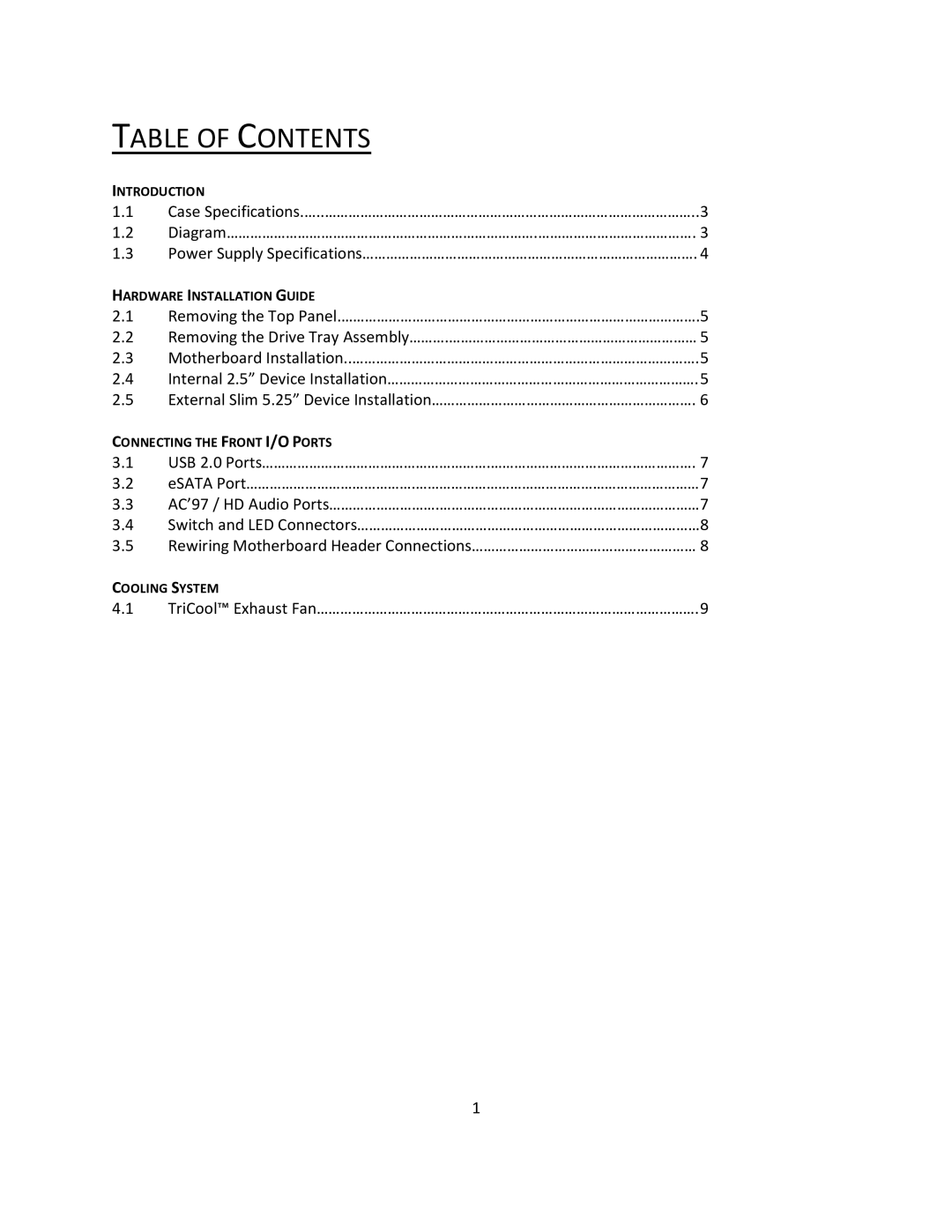 Antec ISK 300-65 user manual Table of Contents 