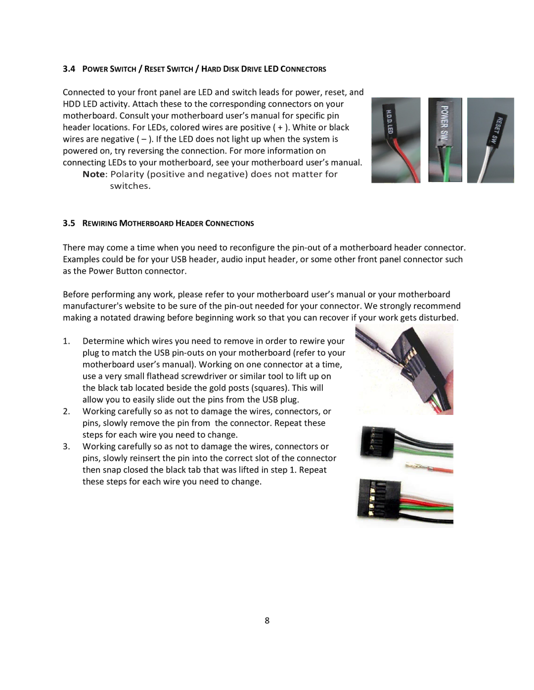 Antec ISK 300-65 user manual Power Switch / Reset Switch / Hard Disk Drive LED Connectors 