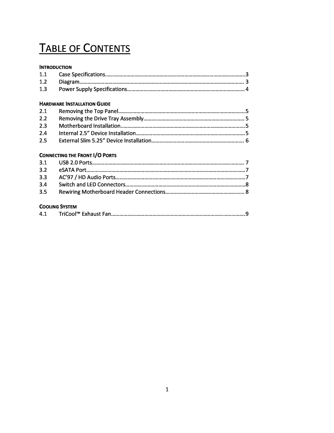 Antec ISK 300-65 user manual Table Of Contents 