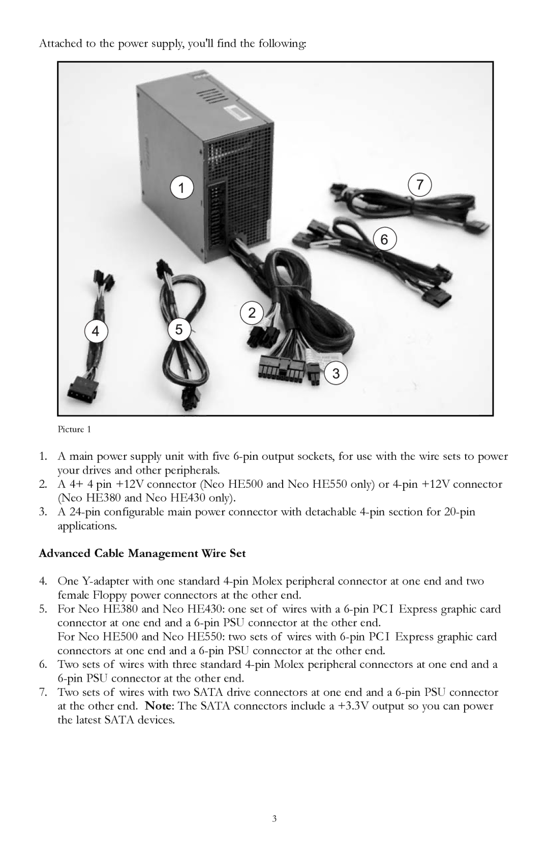 Antec Neo HE380, Neo HE500, Neo HE550, Neo HE430 user manual Advanced Cable Management Wire Set 