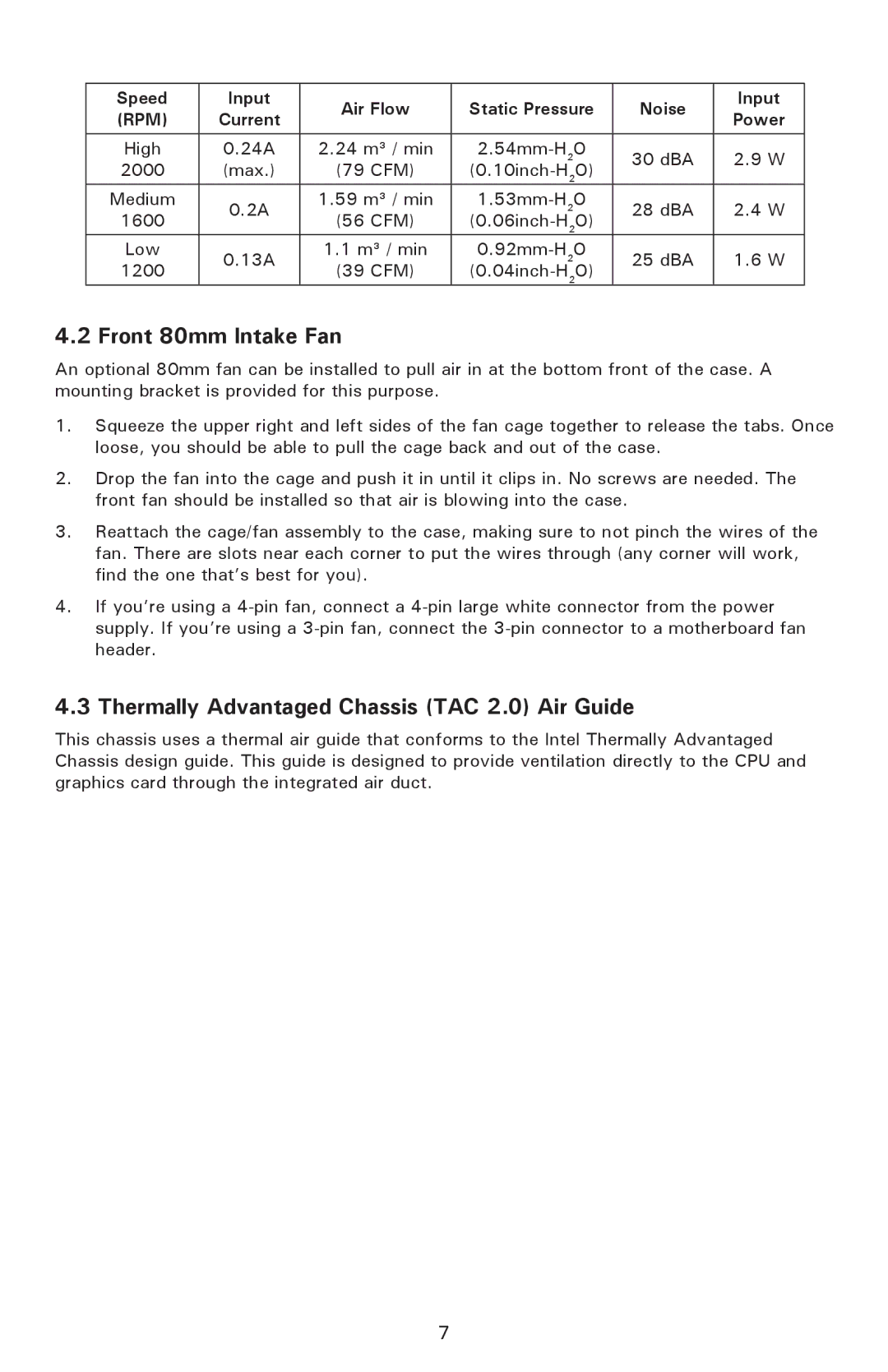 Antec NSK 4000 II user manual Front 80mm Intake Fan, Thermally Advantaged Chassis TAC 2.0 Air Guide 