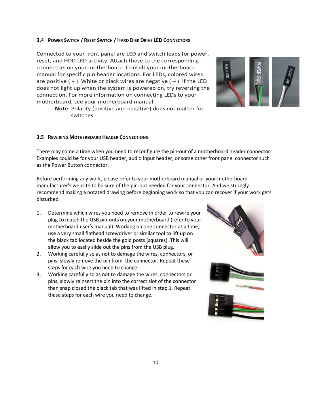 Antec P183 V3 user manual Power Switch / Reset Switch / Hard Disk Drive LED Connectors 