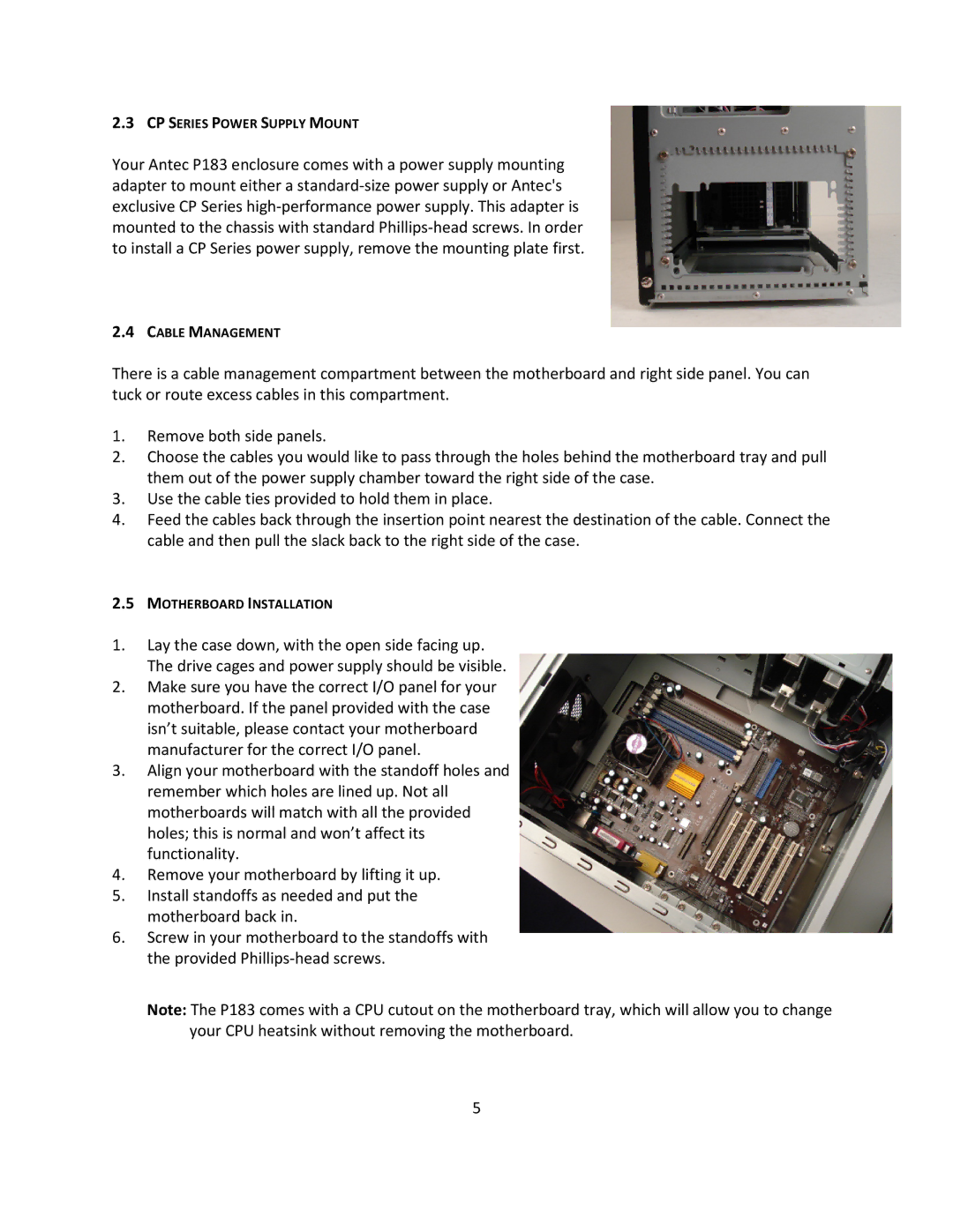 Antec P183 V3 user manual CP Series Power Supply Mount 