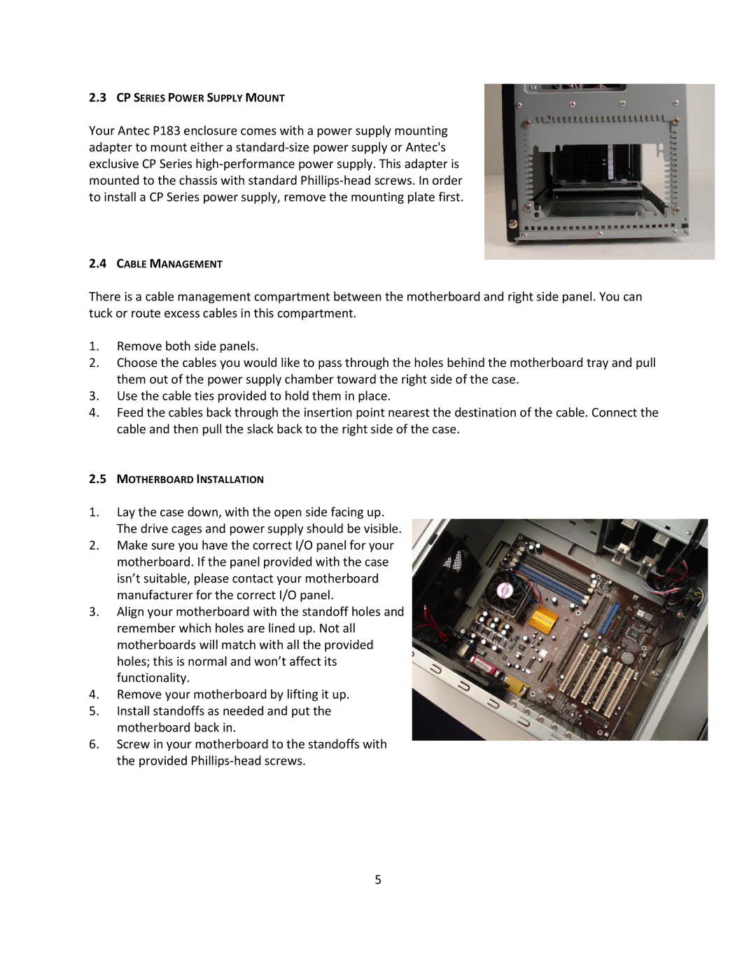 Antec P183 user manual CP Series Power Supply Mount 