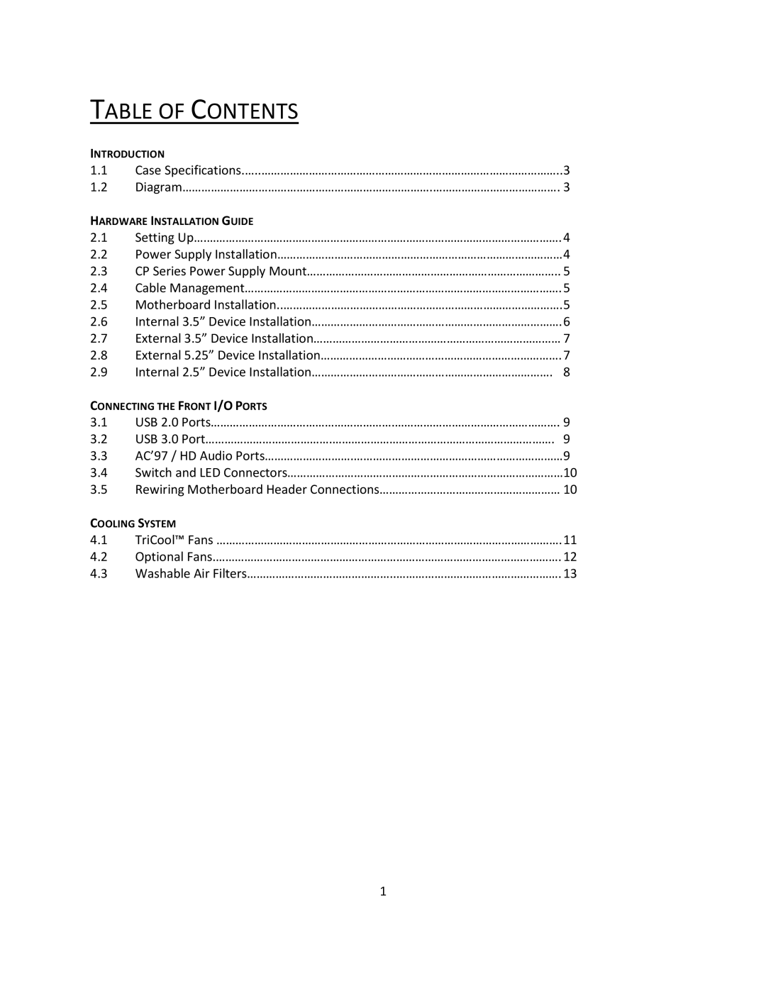 Antec P193 V3 user manual Table of Contents 