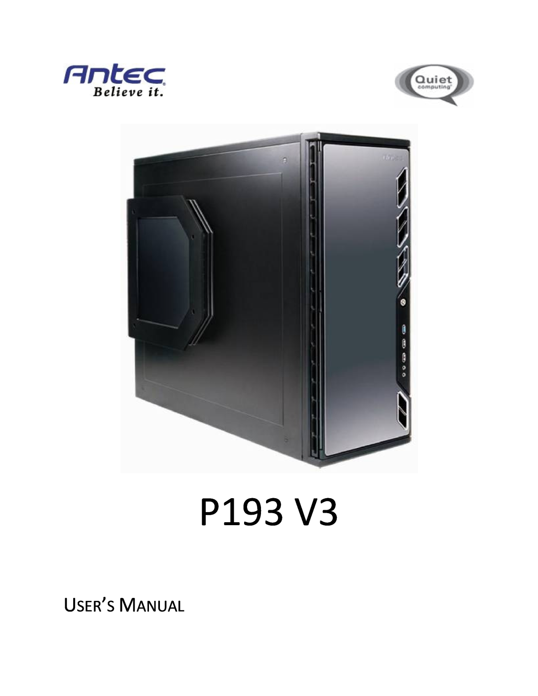 Antec P193 V3 user manual User’S Manual 