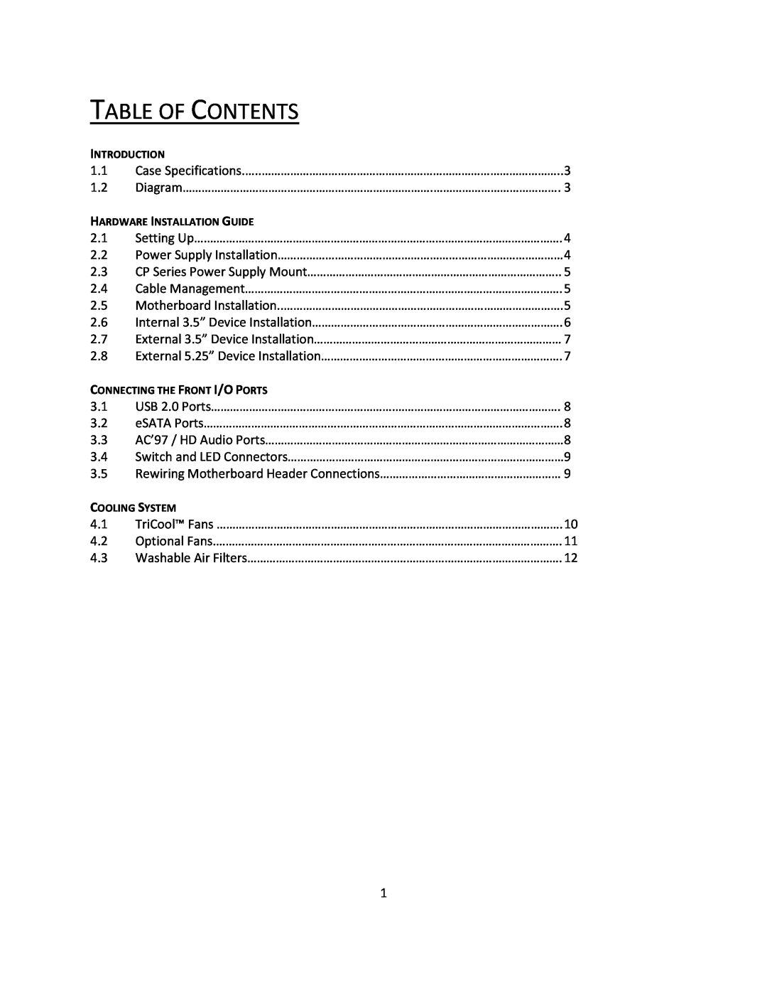 Antec P193 user manual Table Of Contents 