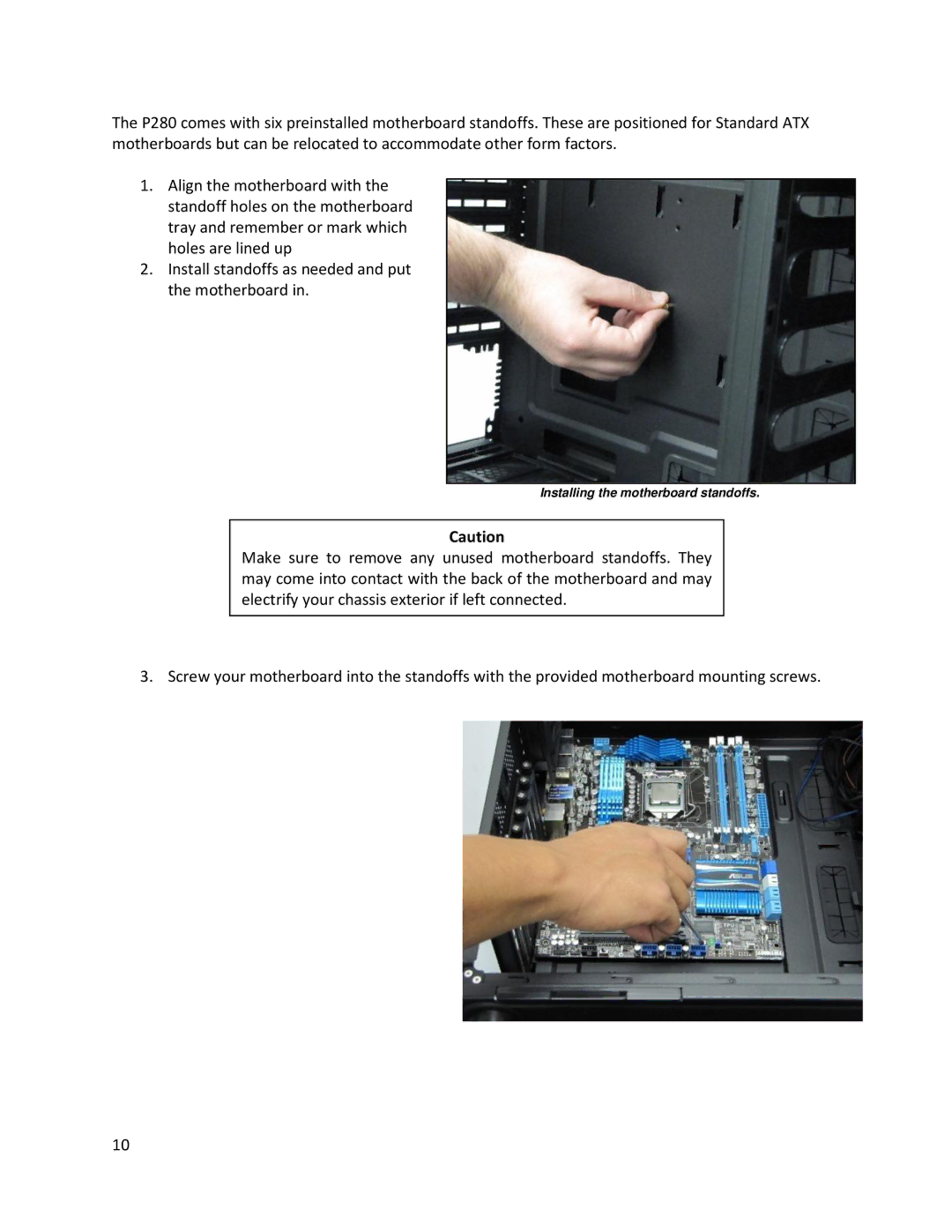 Antec P280 user manual Installing the motherboard standoffs 