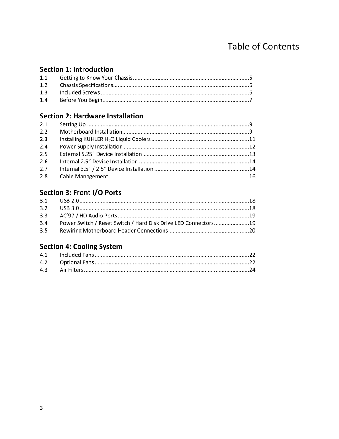 Antec P280 user manual Table of Contents 