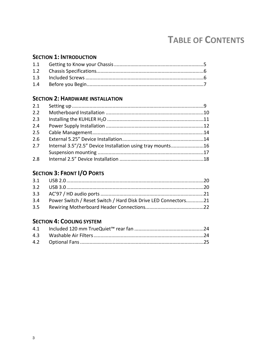 Antec SOLO II user manual Table of Contents 