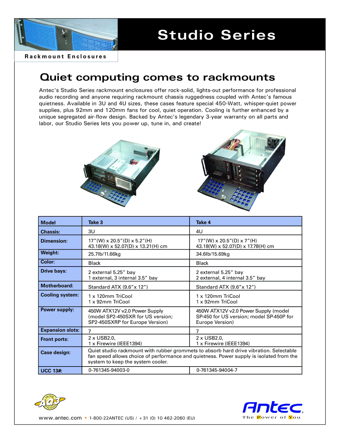 Antec Take 3 3U warranty Studio Series, Quiet computing comes to rackmounts 