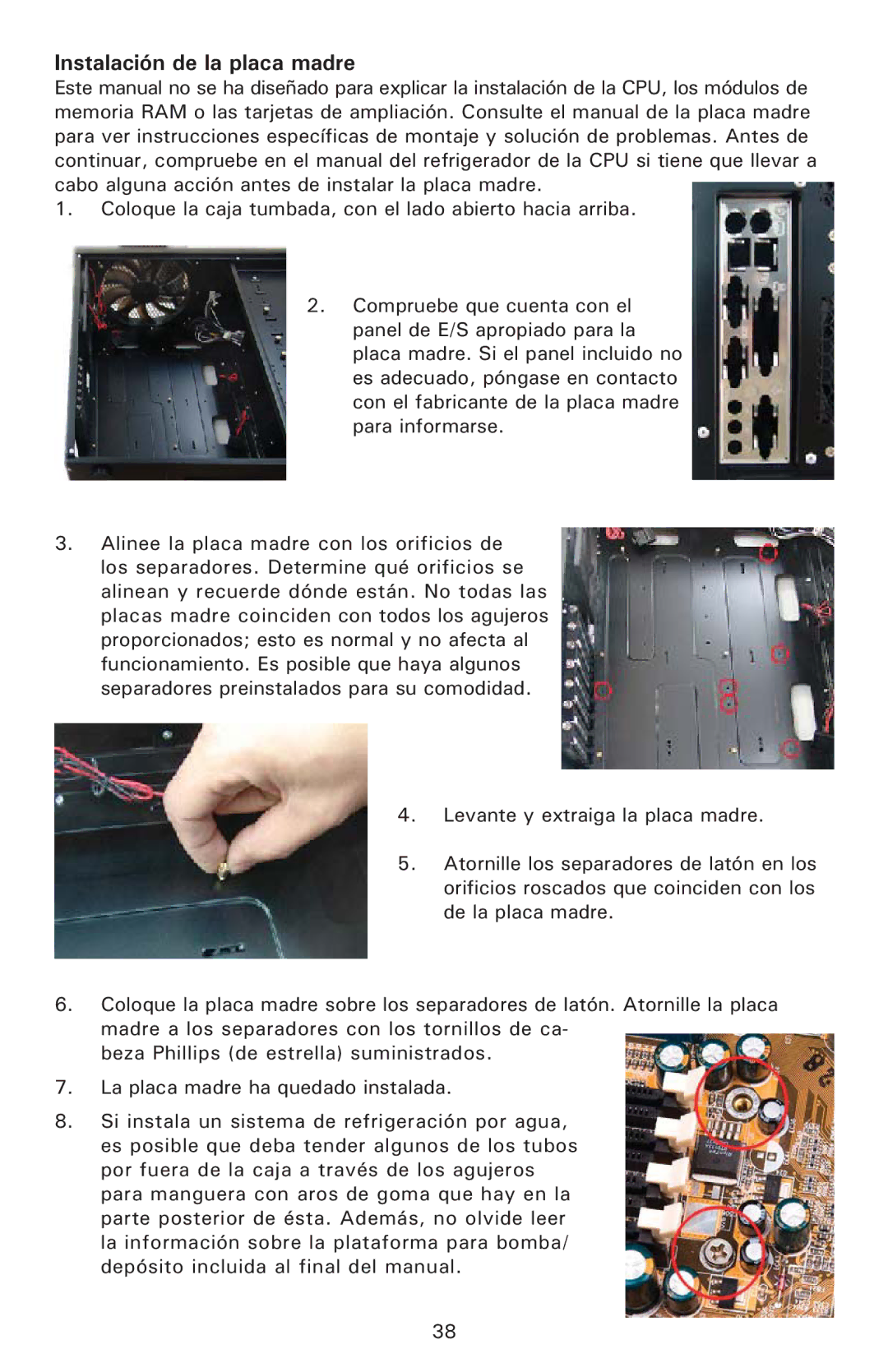 Antec Twelve Hundred user manual Instalación de la placa madre 