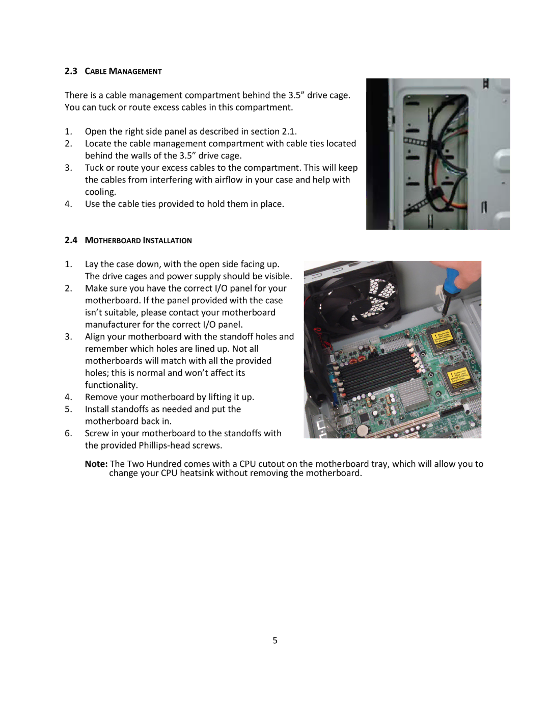 Antec Two Hundred user manual Cable Management 