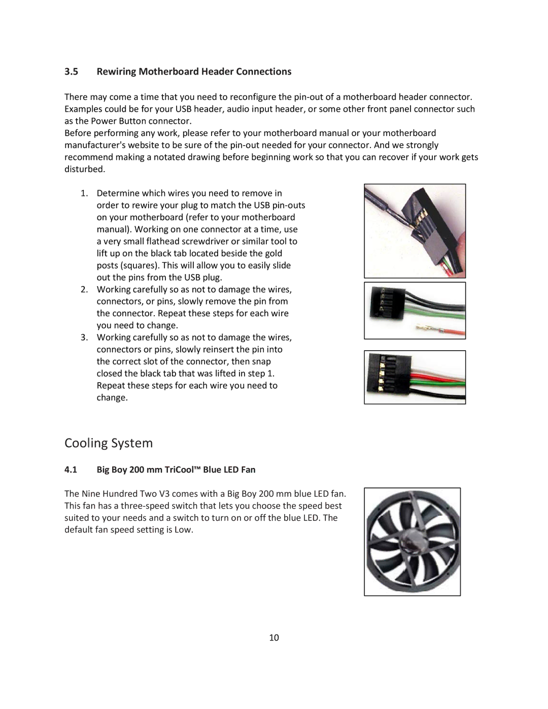 Antec V3 user manual Cooling System 