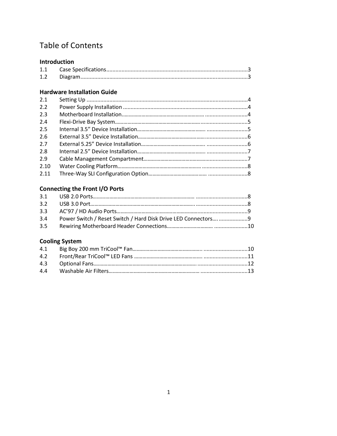 Antec V3 user manual Table of Contents 