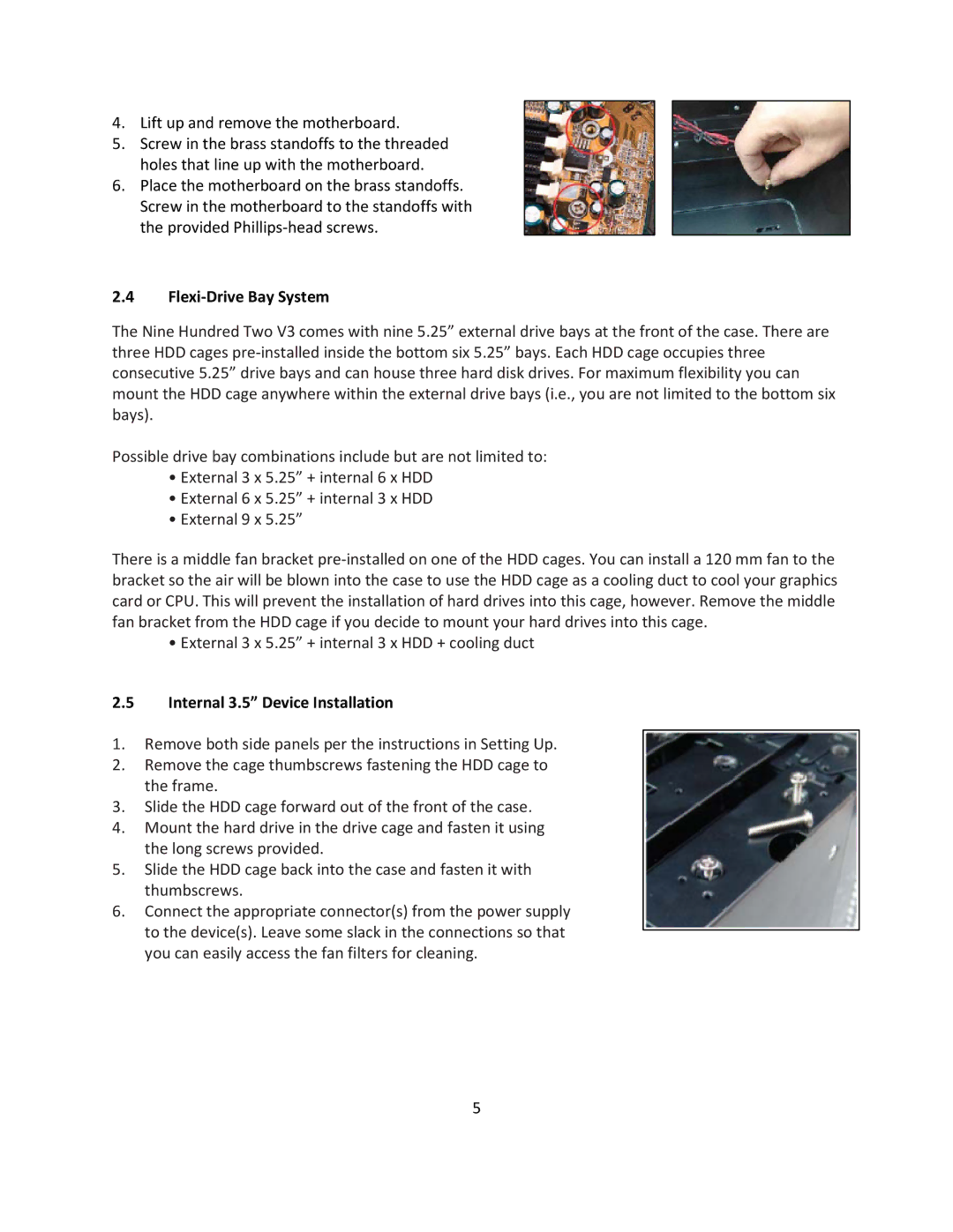 Antec V3 user manual Lift up and remove the motherboard, External 3 x 5.25 + internal 3 x HDD + cooling duct 