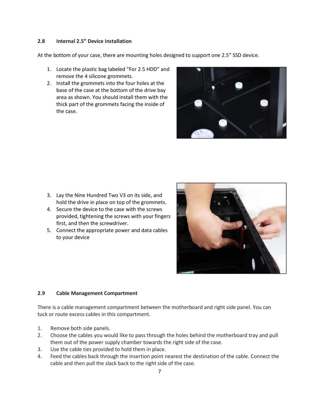 Antec V3 user manual Internal 2.5 Device Installation 