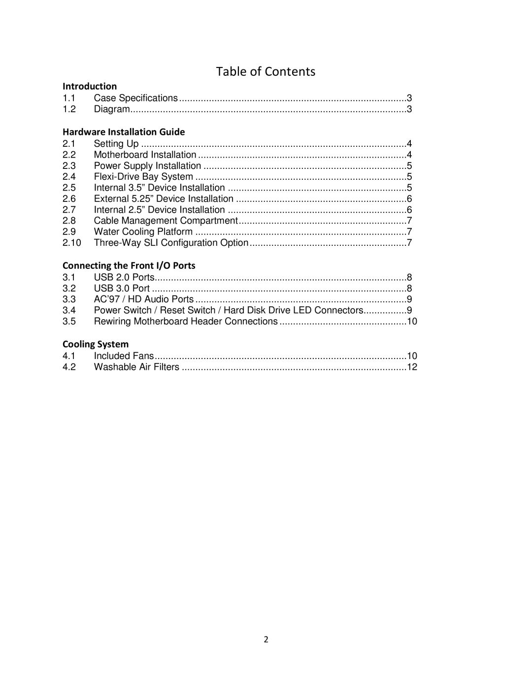 Antec V3 user manual Table of Contents 