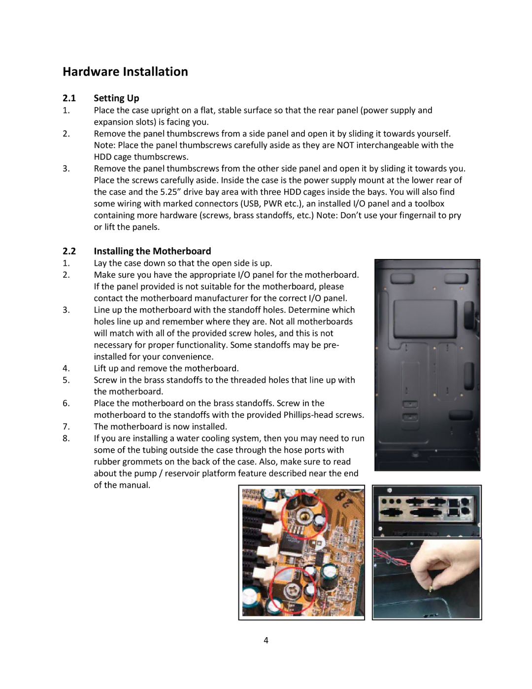 Antec V3 user manual Hardware Installation, Setting Up, Installing the Motherboaard 