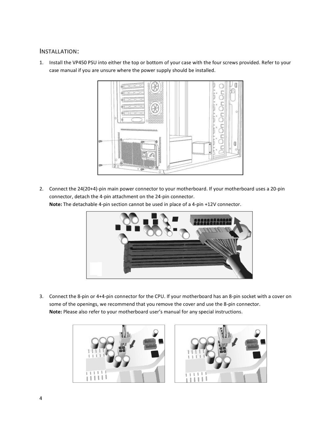 Antec VP450 user manual Installation 