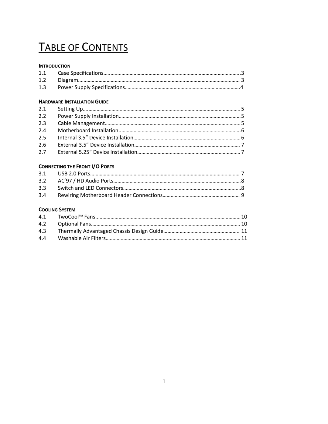 Antec VSK2450 manual Table of Contents 