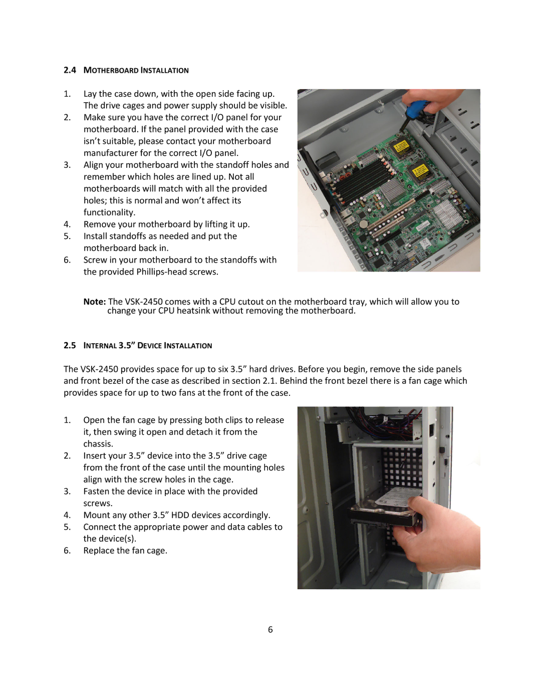 Antec VSK2450 manual Motherboard Installation 