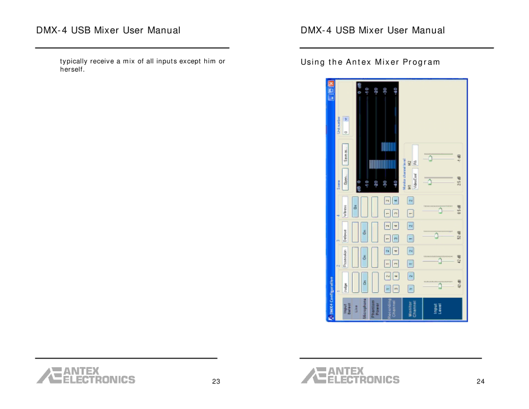 Antex electronic DMX-4 user manual Using the Antex Mixer Program 