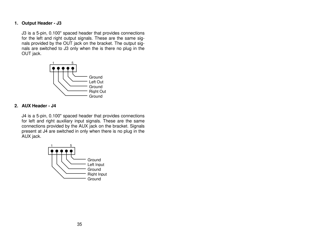 Antex electronic SX-33E, SX-33B user manual Output Header J3, AUX Header J4 