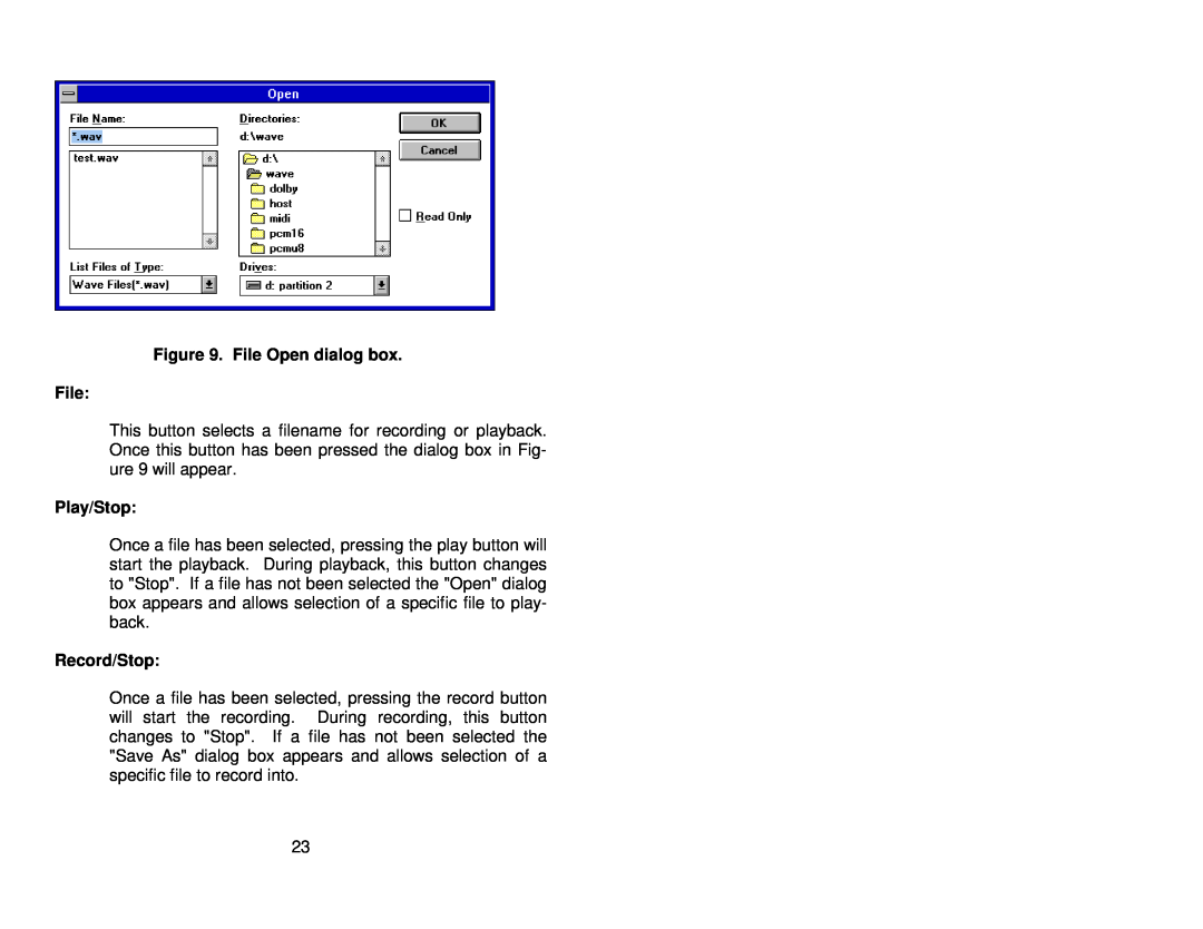 Antex electronic SX-33E, SX-33B user manual File Open dialog box File, Play/Stop, Record/Stop 
