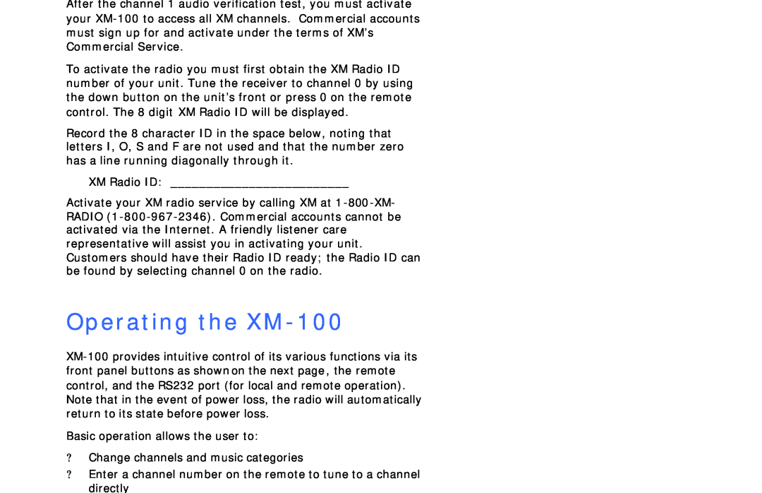 Antex electronic owner manual Operating the XM-100 
