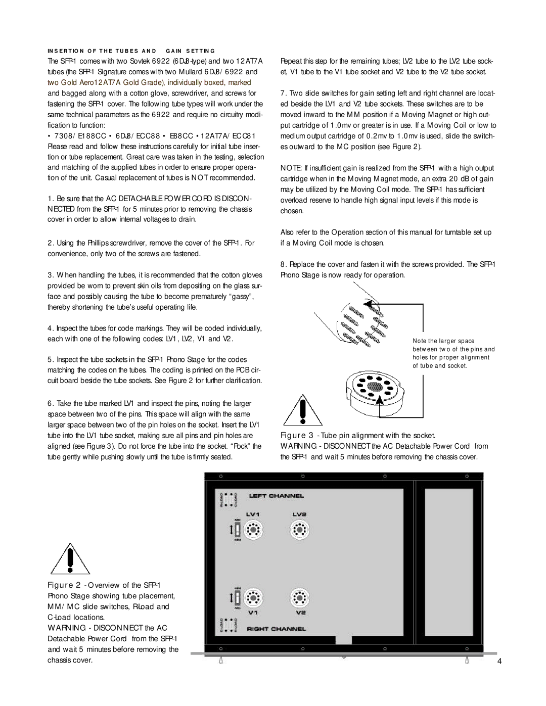 Anthem Audio SFP-1 owner manual Tube pin alignment with the socket 