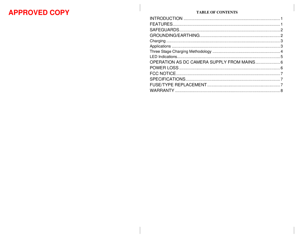 Anton/Bauer 70 owner manual Table of Contents 