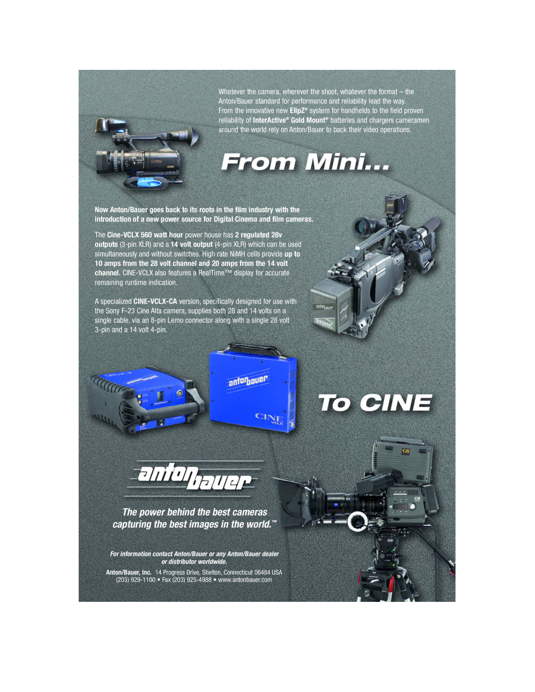 Anton/Bauer Cine-VCLX manual Amps from the 28 volt channel and 20 amps from the 14 volt 