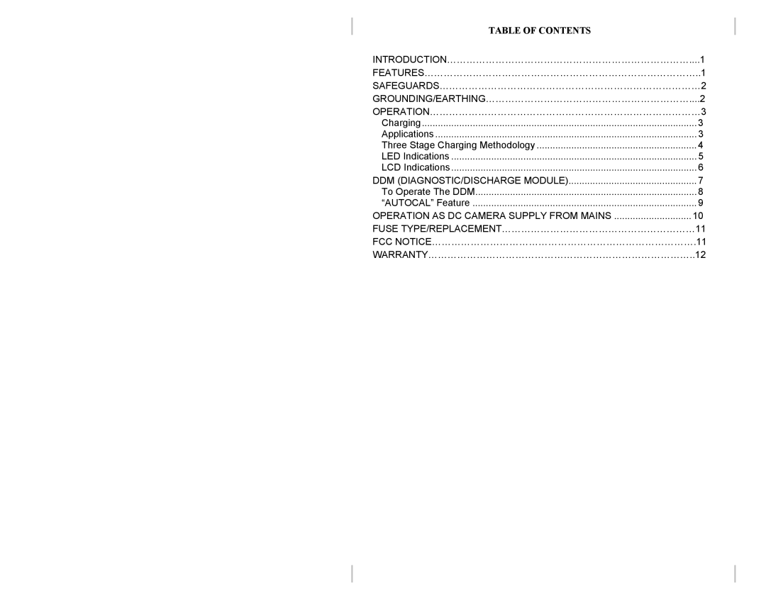 Anton/Bauer DUAL 2722 owner manual Table of Contents 