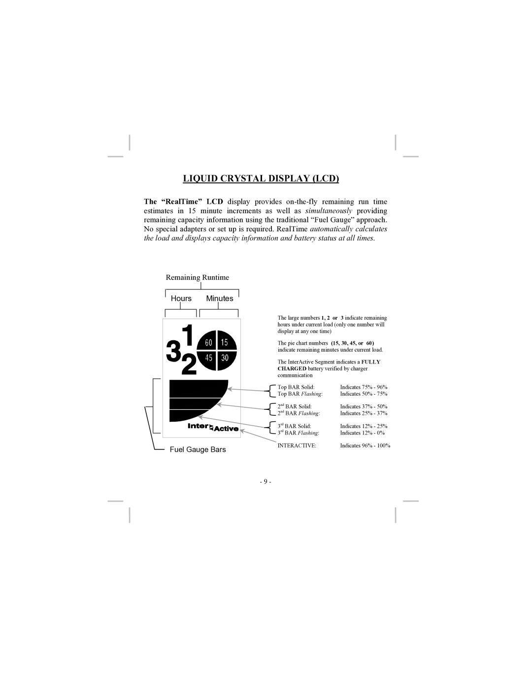 Anton/Bauer LOGIC Series owner manual Liquid Crystal Display LCD, Hours Minutes 