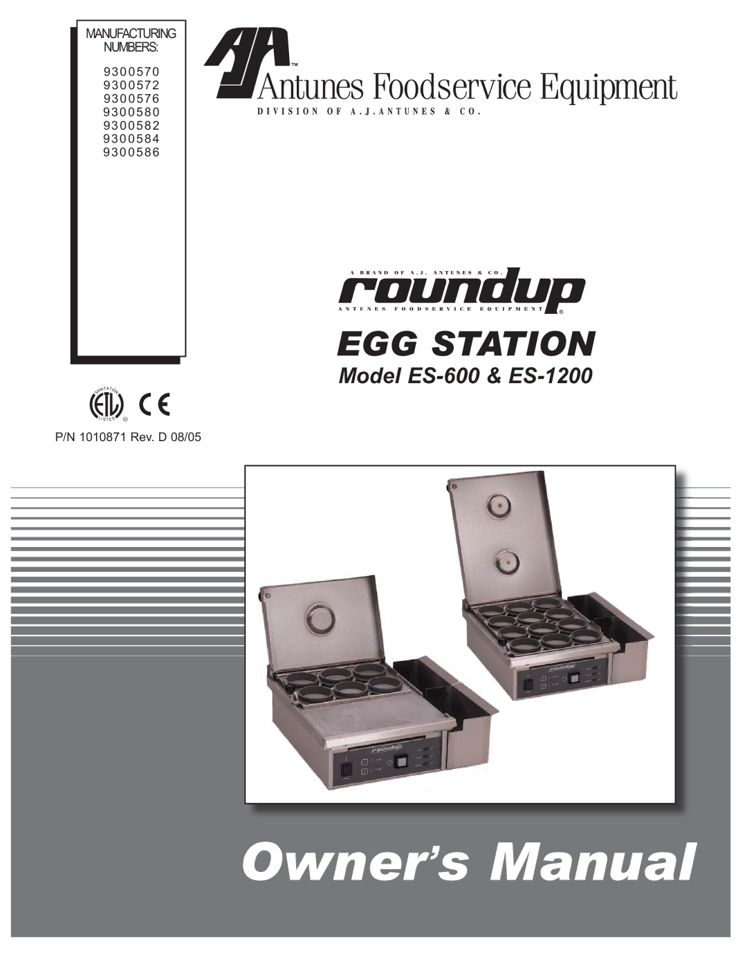 Antunes, AJ 9300582, 9300586, 9300584, 9300580, 9300576, 9300570, 9300572 owner manual EGG Station 