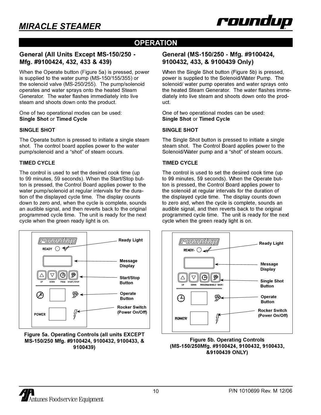 Antunes, AJ MS-150/155 Operation, General All Units Except MS-150/250 Mfg. #9100424, 432, 433, Single Shot, Timed Cycle 