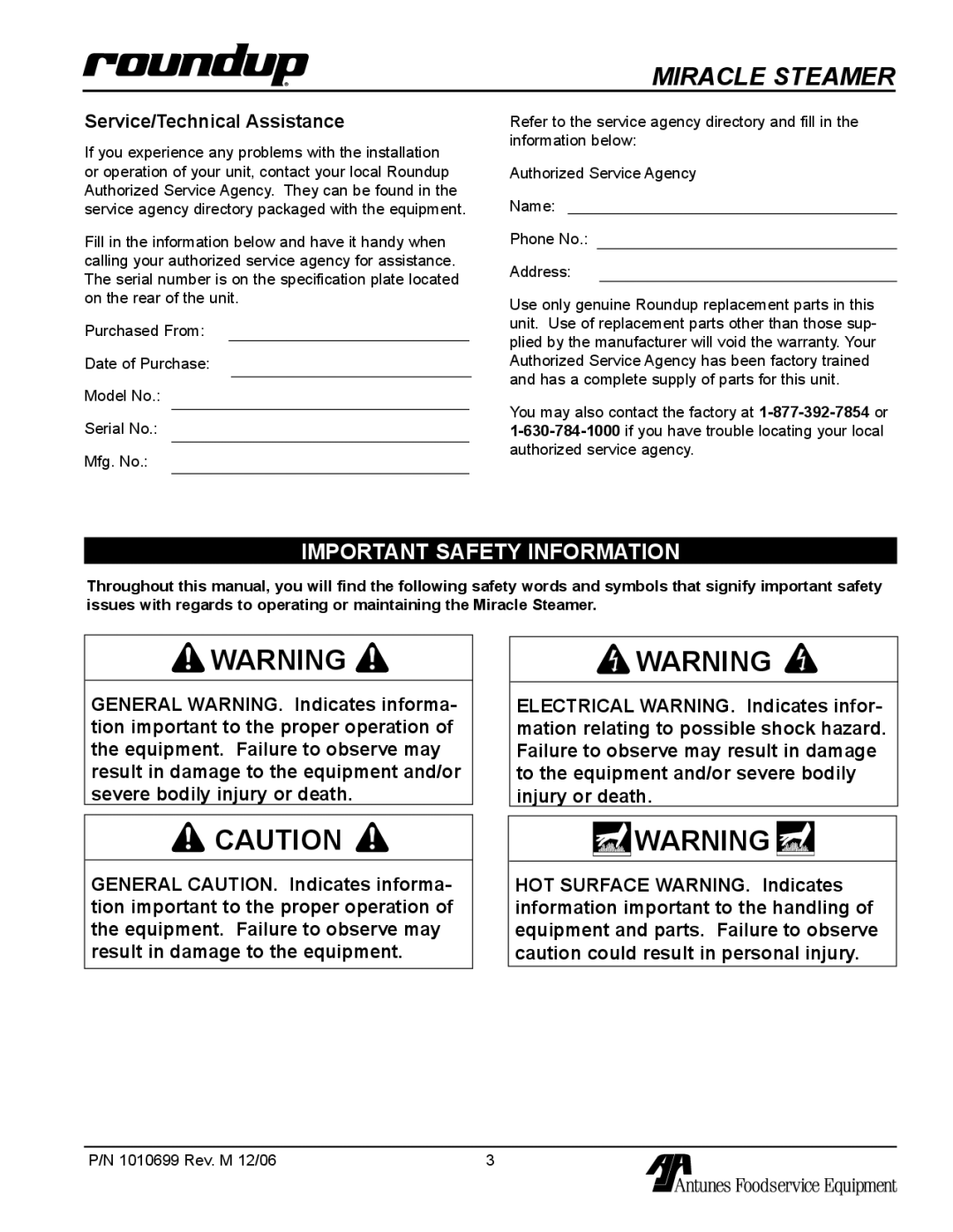 Antunes, AJ MS-150/155 owner manual Important Safety Information, Service/Technical Assistance 