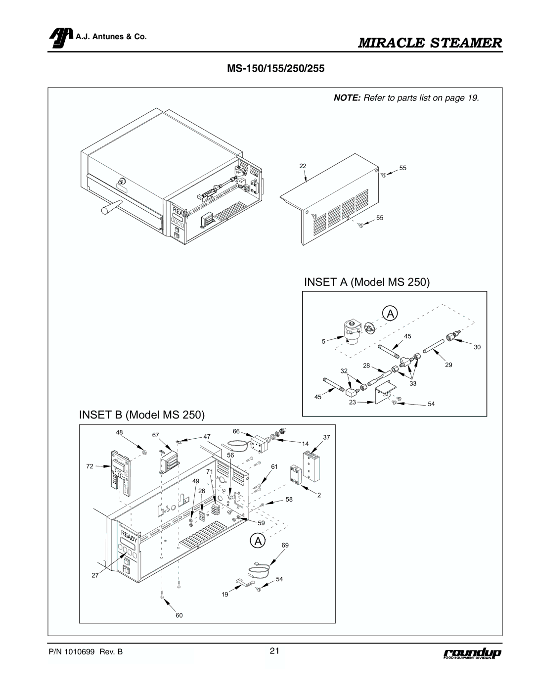 Antunes, AJ MS-355, MS-250/255 owner manual Inset B Model MS Inset a Model MS 