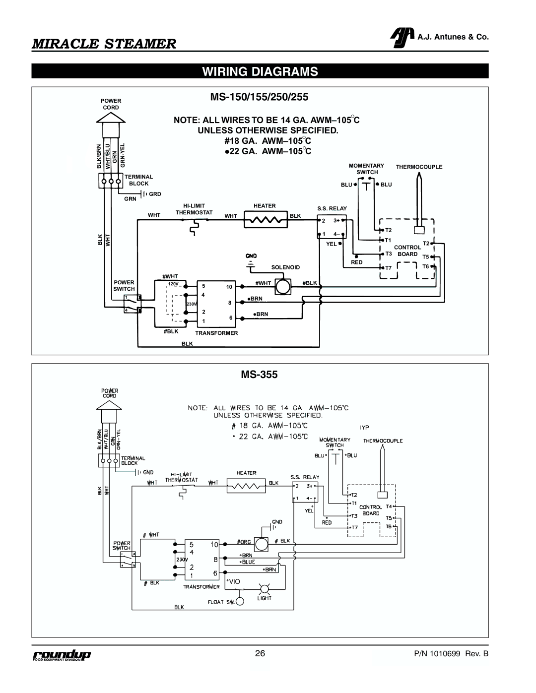 Antunes, AJ MS-250/255, MS-355 owner manual Wiring Diagrams, Unless Otherwise Specified 