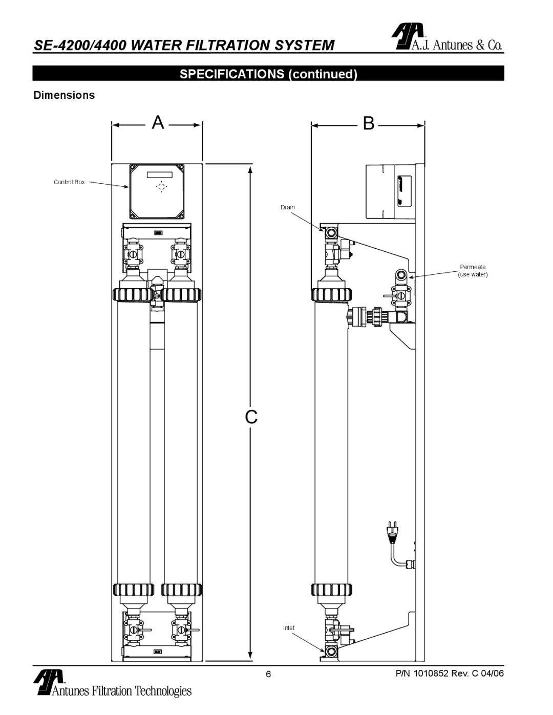 Antunes, AJ SE-4200/4400 owner manual Specifications, Dimensions 