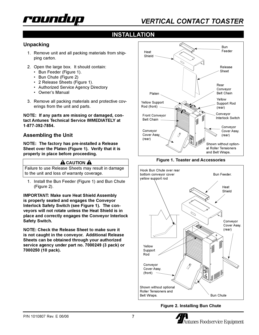 Antunes, AJ VCT-1000 owner manual Installation, Unpacking, Assembling the Unit 