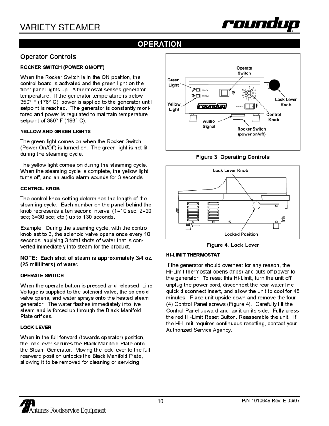 Antunes, AJ VS-200aSb owner manual Operation, Operator Controls 