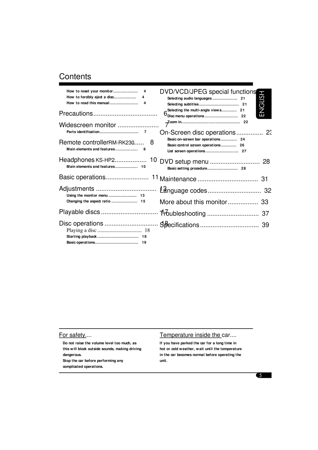 ANUBIS KV-MRD900 manual Contents 