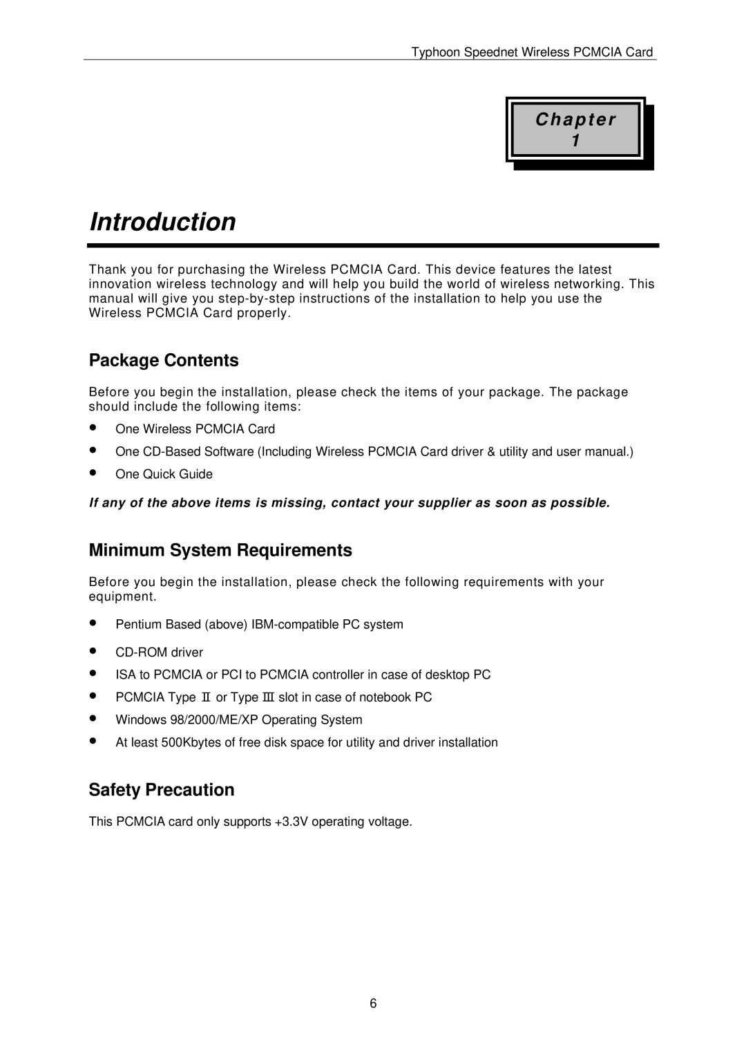 ANUBIS SPEEDNET WIRELESS PCMCIA CARD instruction manual Introduction, Package Contents 