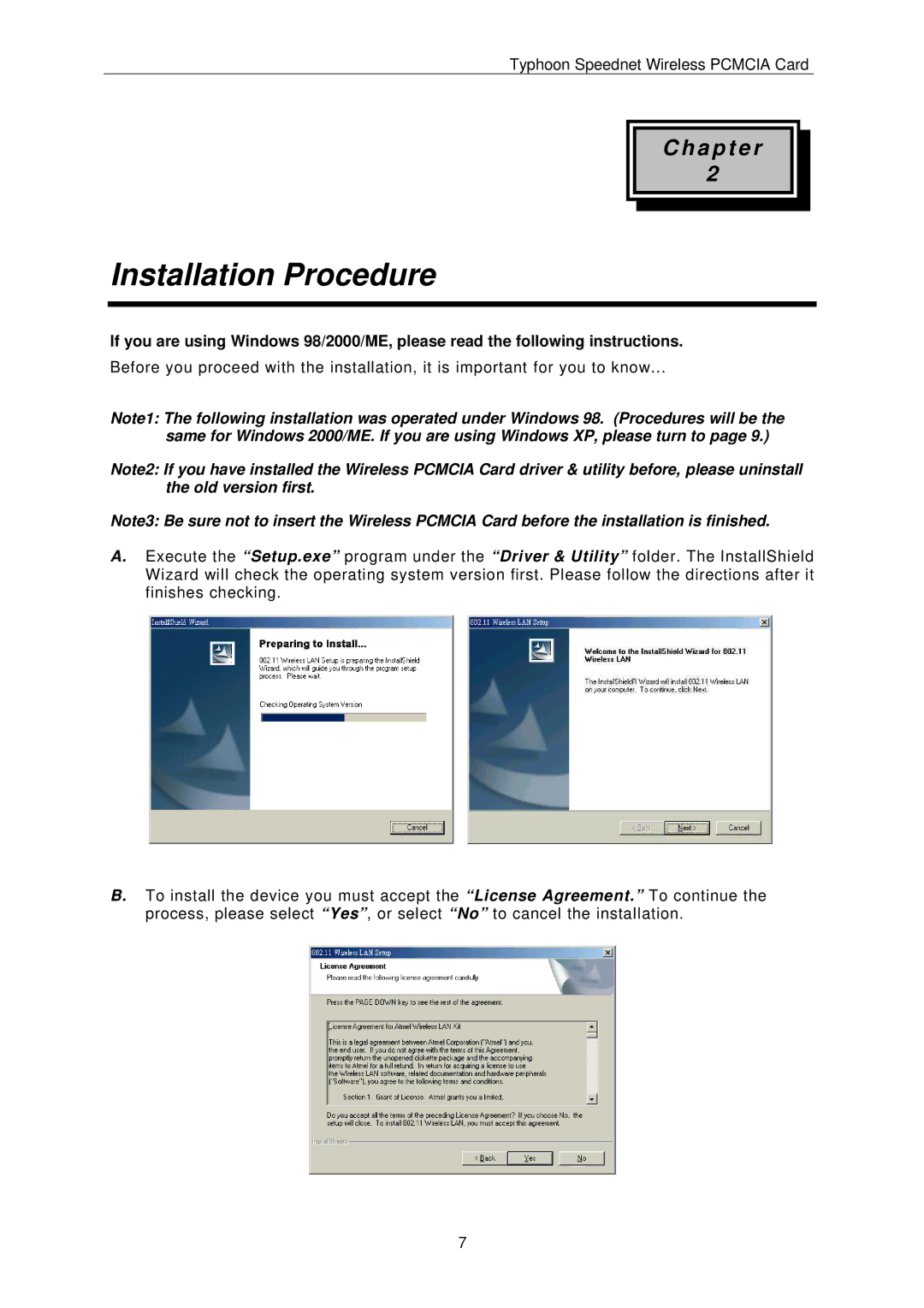 ANUBIS SPEEDNET WIRELESS PCMCIA CARD instruction manual Installation Procedure 