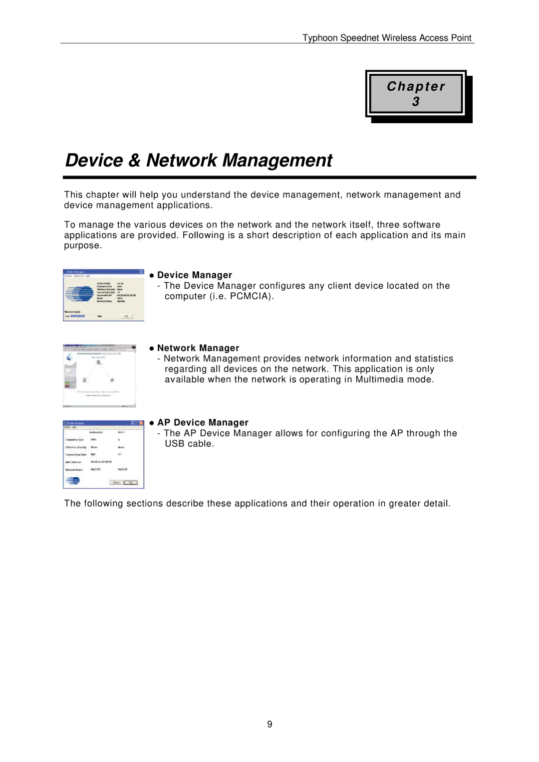 ANUBIS Wireless Access Point instruction manual Device & Network Management, Network Manager 