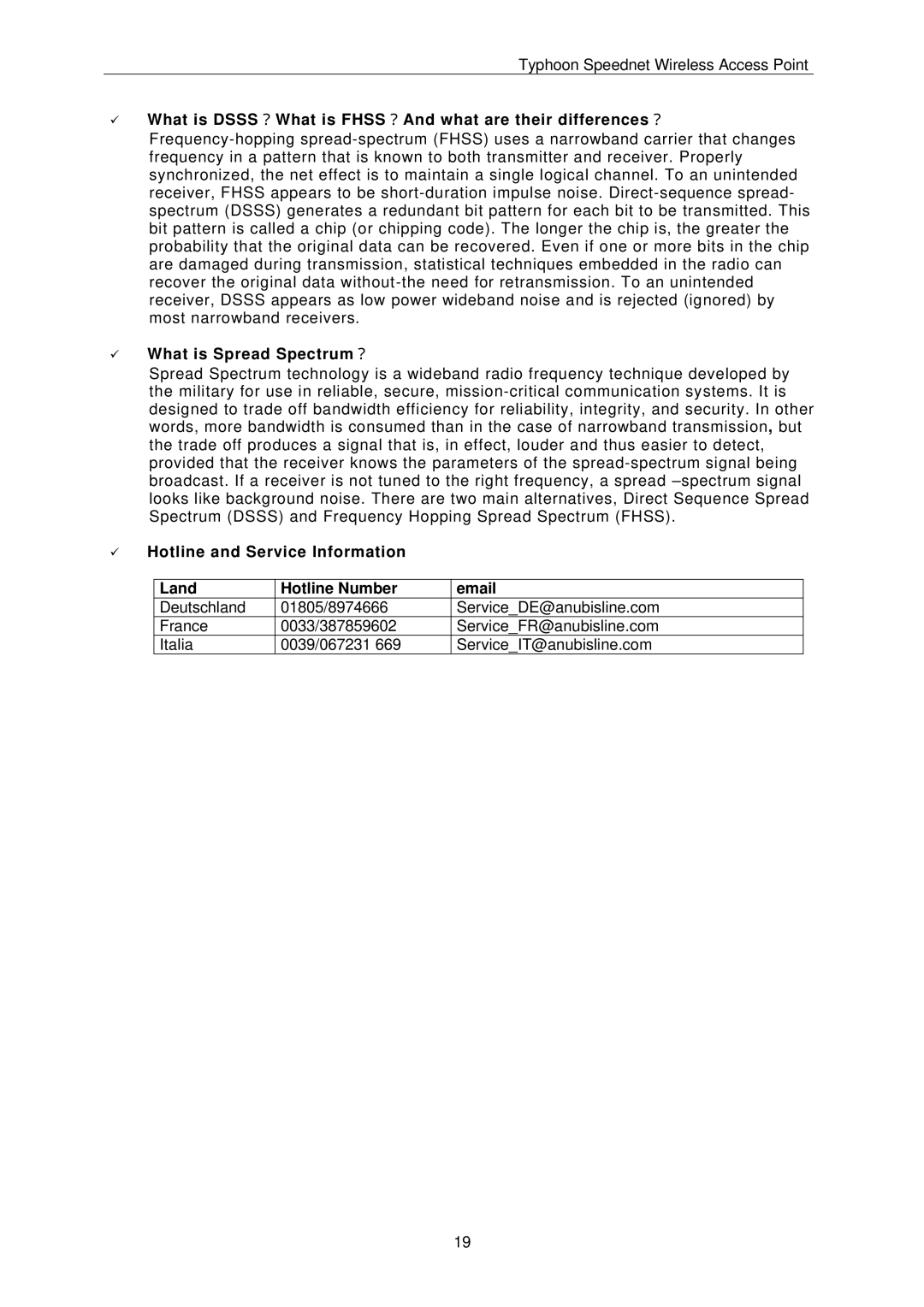 ANUBIS Wireless Access Point What is Dsss What is Fhss And what are their differences, What is Spread Spectrum 